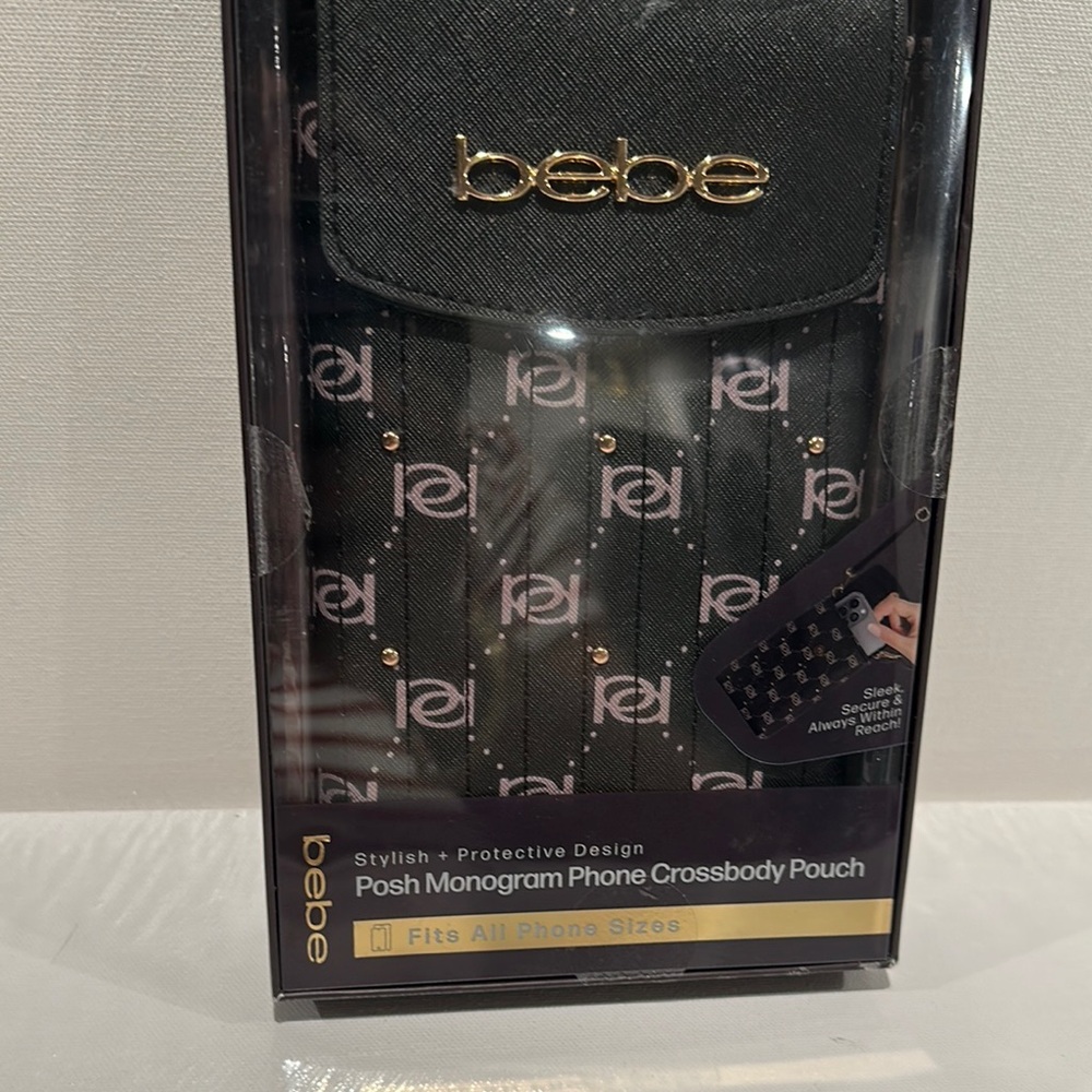 Bebe Posh Monogram Phone Crossbody Pouch with three Card Slot.  Fits any phone